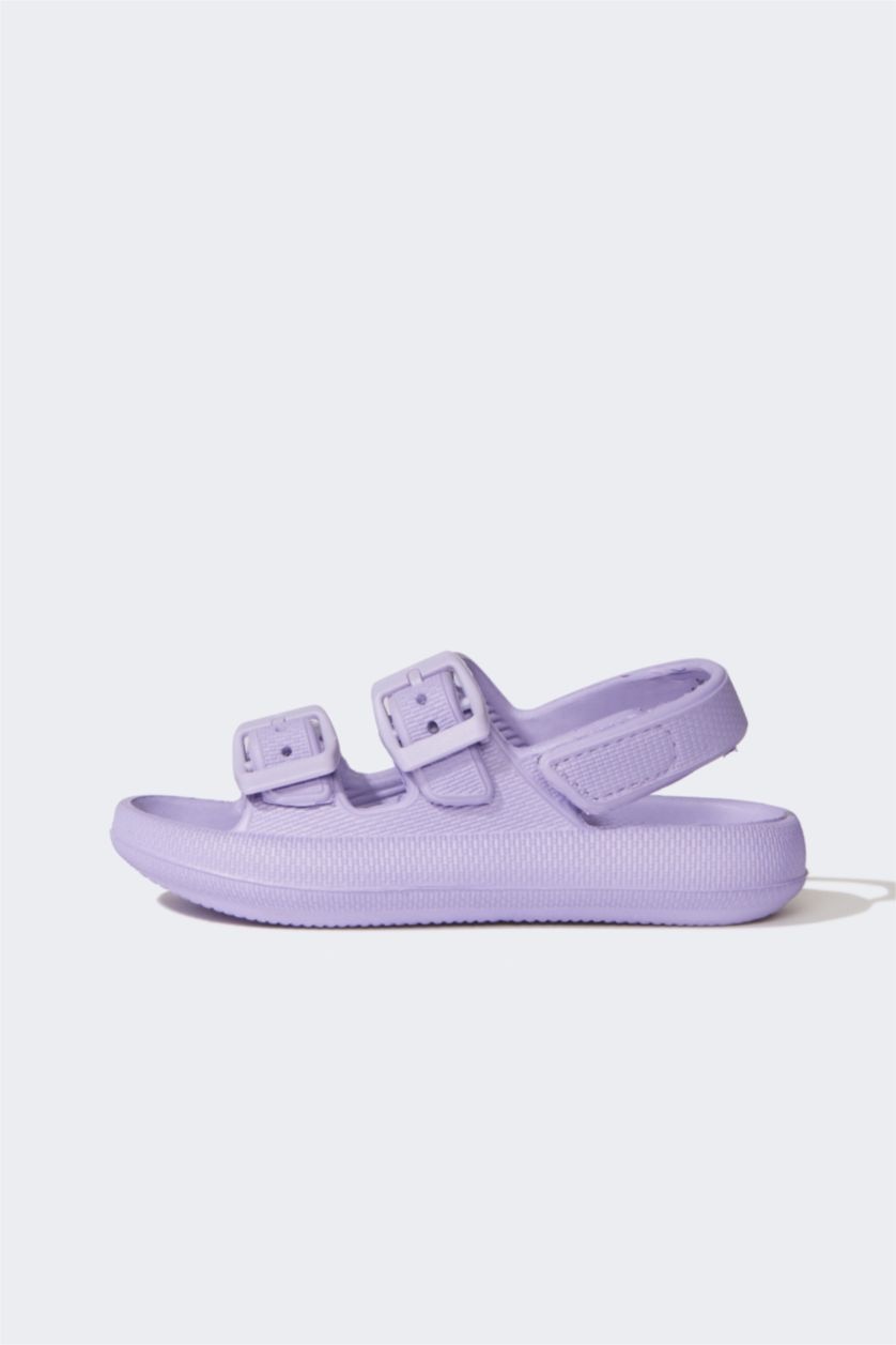 Girls & Teens Lilac Girl Velcro Flat Sole Eva Sandals