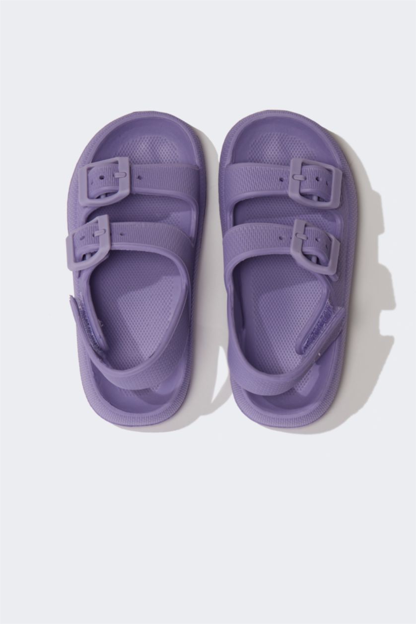 Girls & Teens Lilac Girl Velcro Flat Sole Eva Sandals