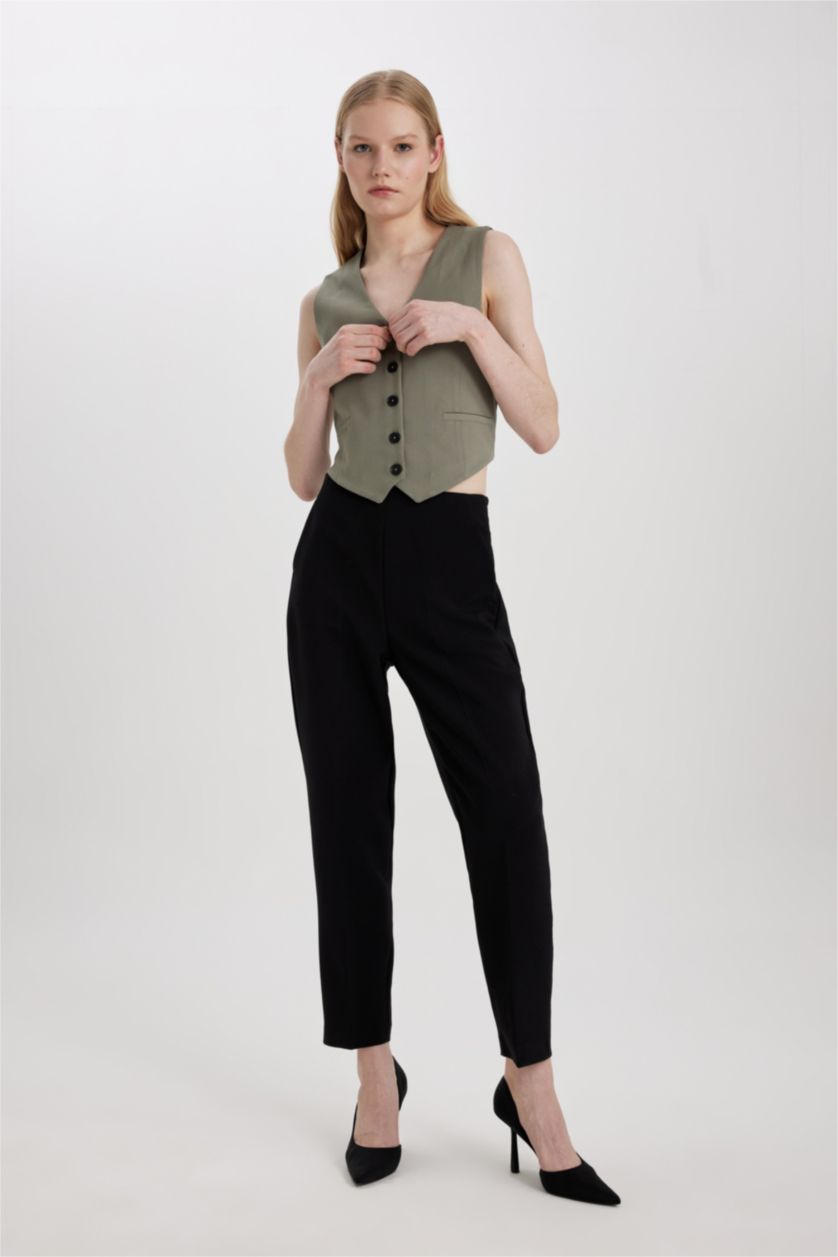 FEMME Noir Pantalon Coupe carotte Cheville