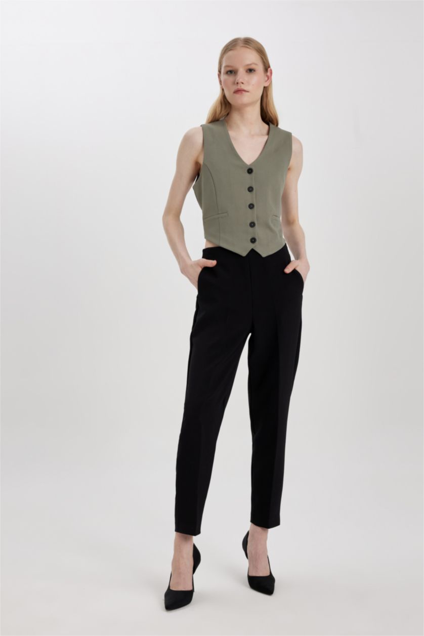 FEMME Noir Pantalon Coupe carotte Cheville