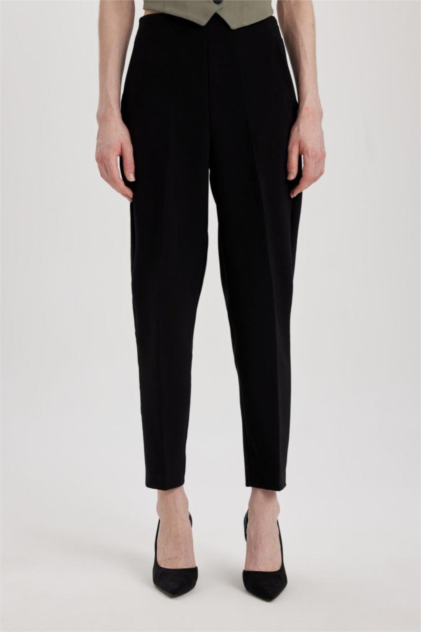 FEMME Noir Pantalon Coupe carotte Cheville