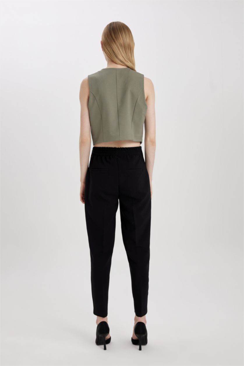 FEMME Noir Pantalon Coupe carotte Cheville