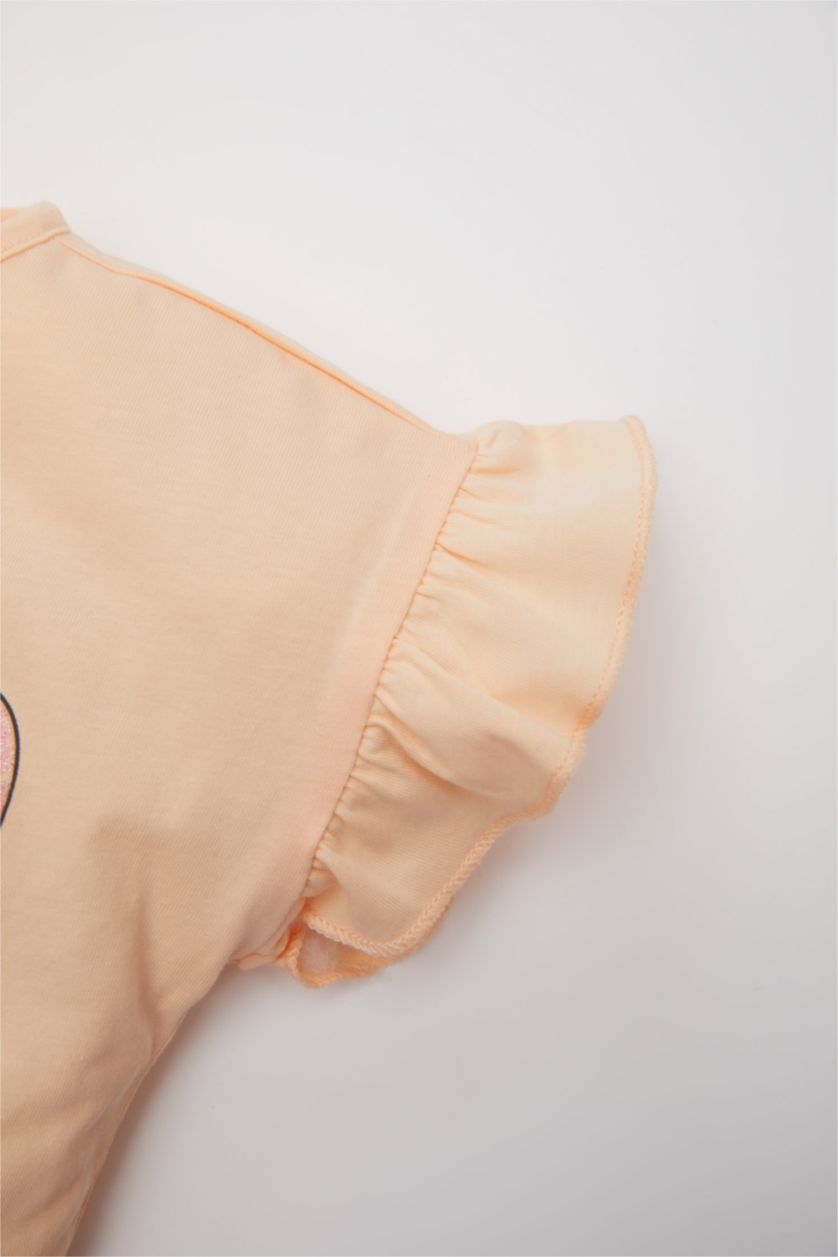 BÉBÉ FILLE Orange T-Shirt à Manches Courtes à Motif Papillon pour Bébé Fille