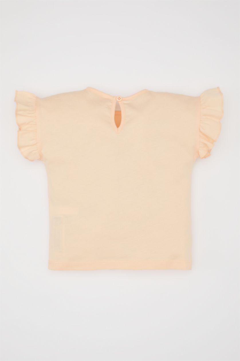 BÉBÉ FILLE Orange T-Shirt à Manches Courtes à Motif Papillon pour Bébé Fille