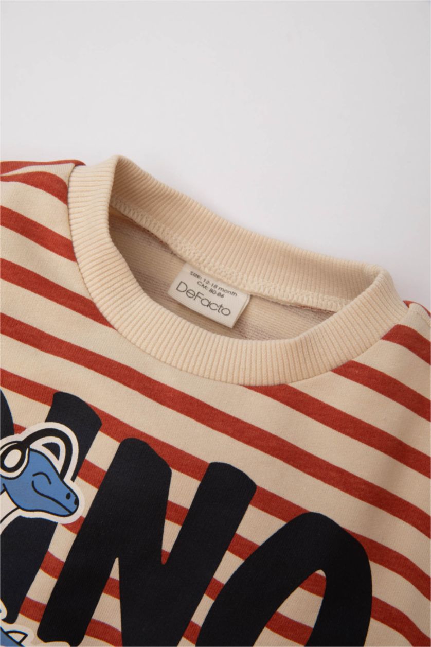 BABY BOY Light Stone Baby Boy Dinosaur Printed Sweatshirt Sweatpants 2 Piece Set