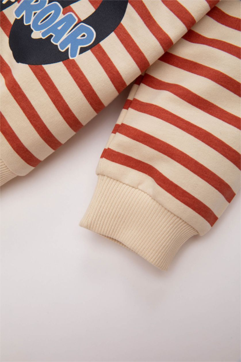 BABY BOY Light Stone Baby Boy Dinosaur Printed Sweatshirt Sweatpants 2 Piece Set