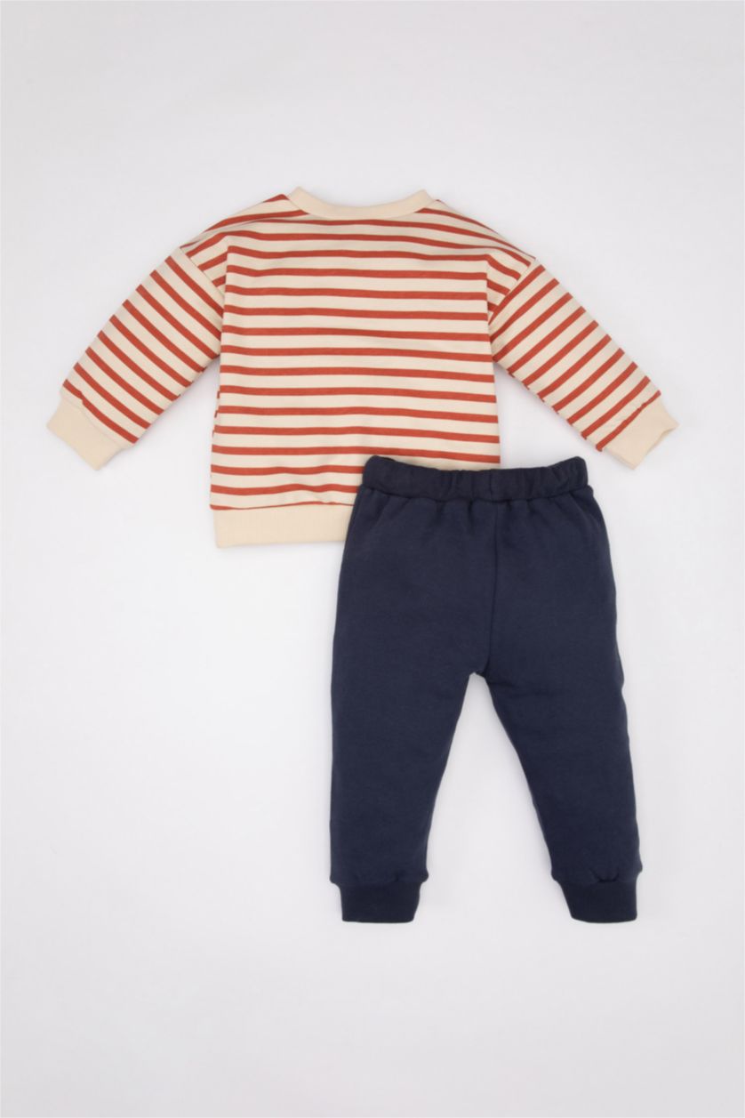 BABY BOY Light Stone Baby Boy Dinosaur Printed Sweatshirt Sweatpants 2 Piece Set