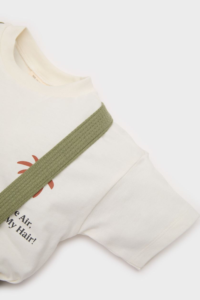 BABY BOY Ecru Baby Boy Slogan Printed 2 Piece Set