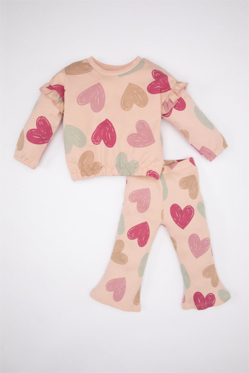 BÉBÉ FILLE Rose Clair Ensemble De Sweatshirt et Pantalon De Jogging à Motif Cœur pour Bébé Fille - 2 Pièces