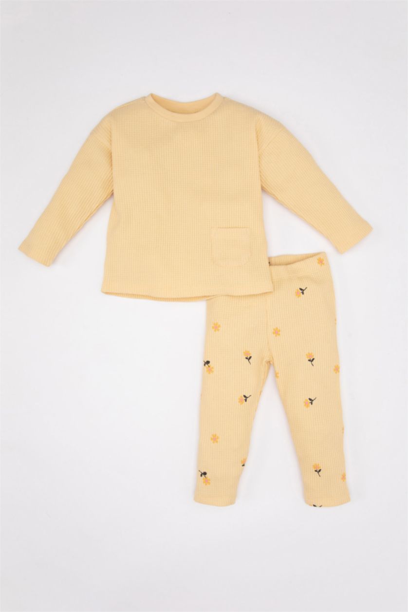 BABY GIRL Yellow Baby Girl Waffle T-Shirt Floral Leggings 2 Piece Set