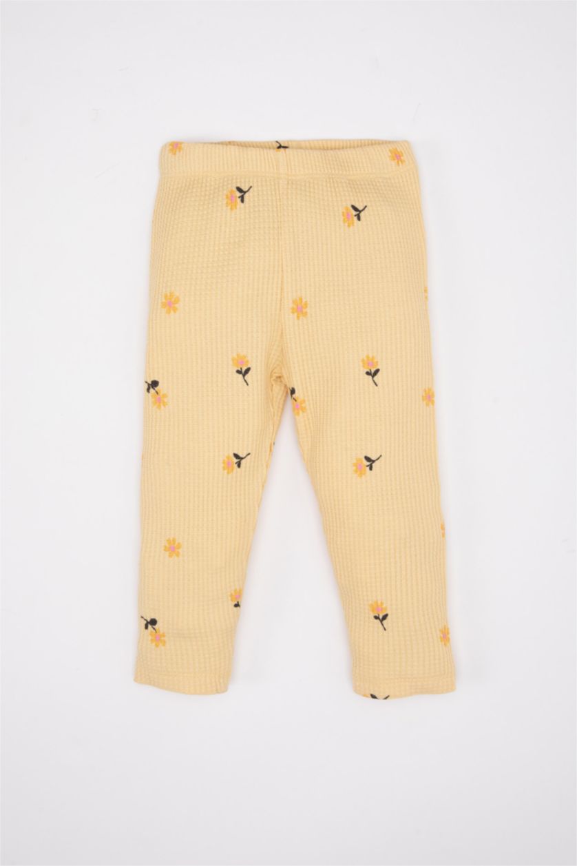 BABY GIRL Yellow Baby Girl Waffle T-Shirt Floral Leggings 2 Piece Set