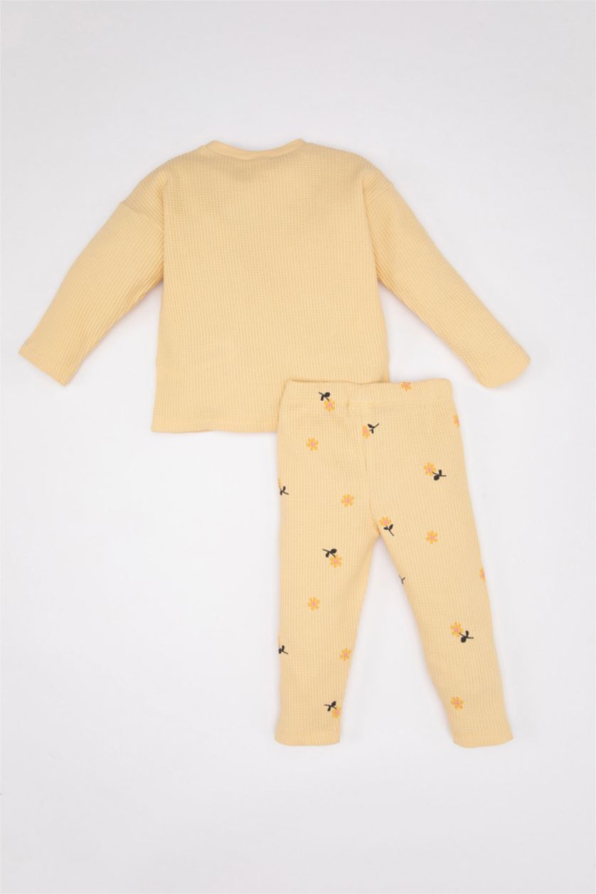 BABY GIRL Yellow Baby Girl Waffle T-Shirt Floral Leggings 2 Piece Set