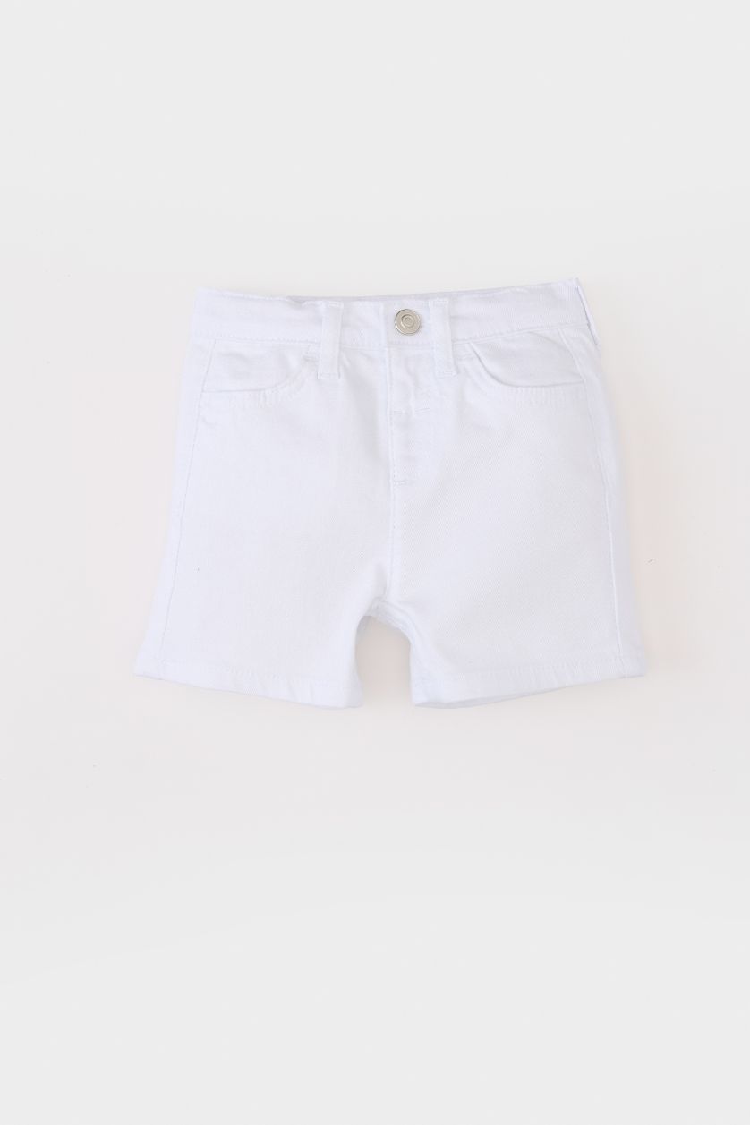 Erkek Bebek Beyaz Beyaz Jean Şort Erkek Bebek