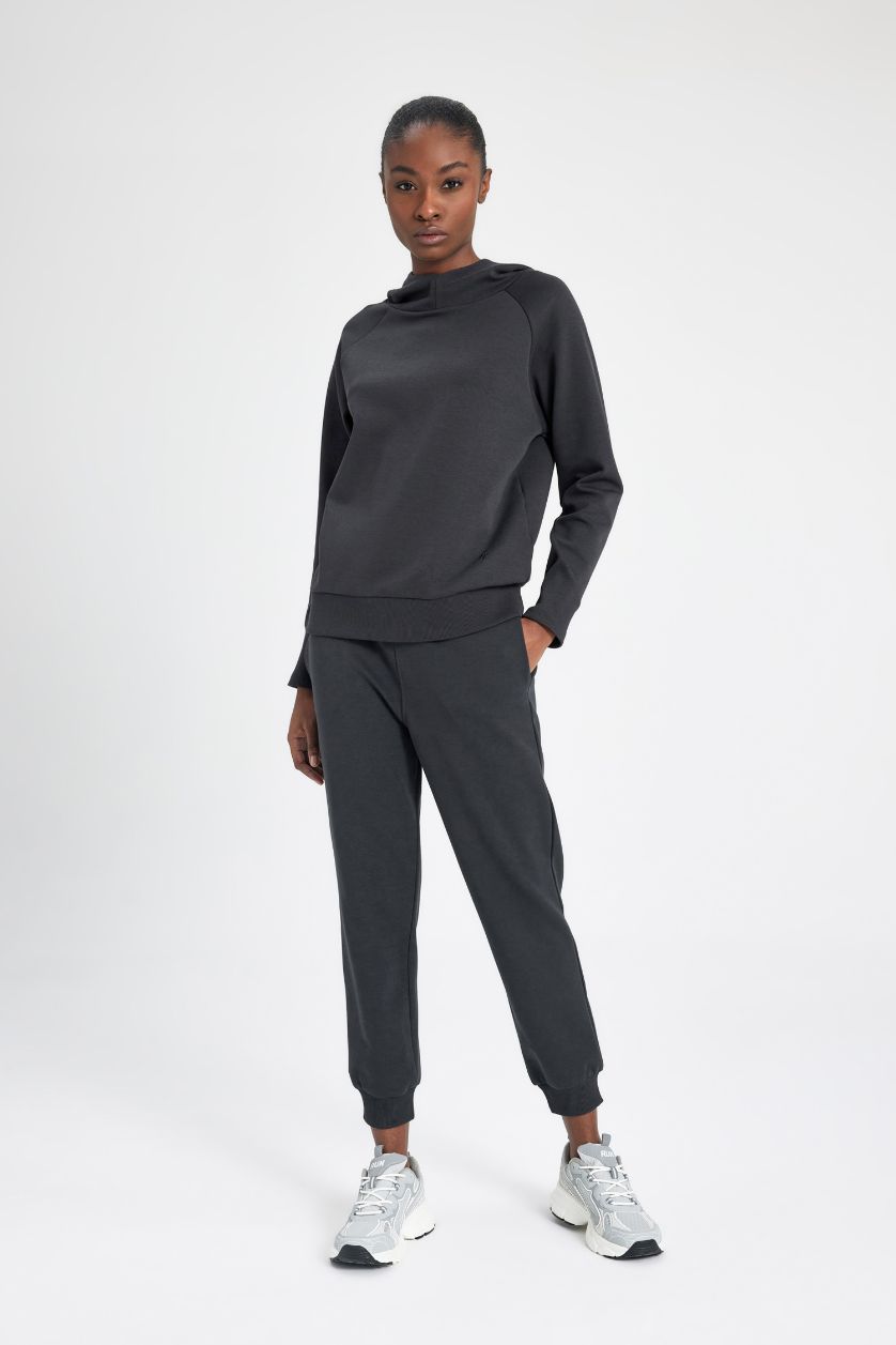 حريمي أنثرا بنطلون سويت بانتس قماش سكوبا قصة عادية بأستك من تحت