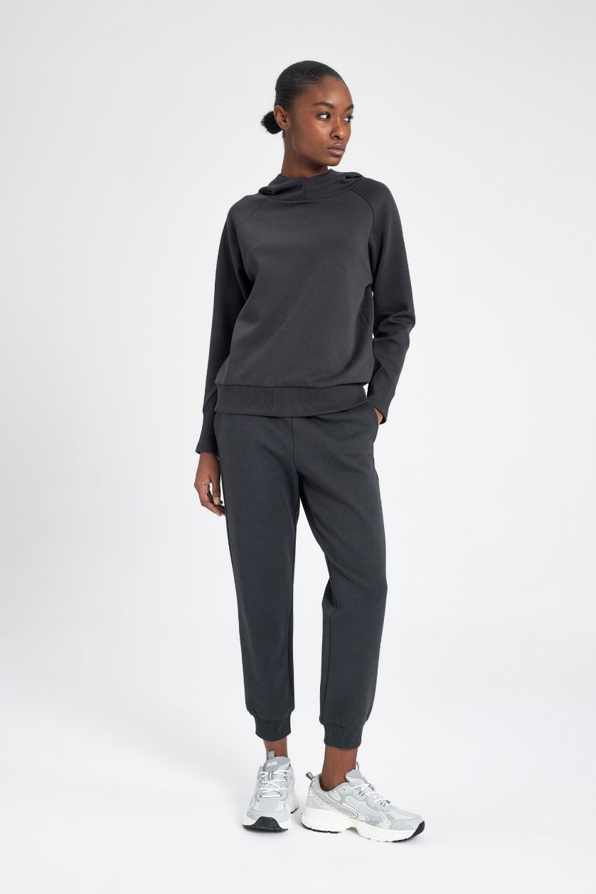 حريمي أنثرا بنطلون سويت بانتس قماش سكوبا قصة عادية بأستك من تحت