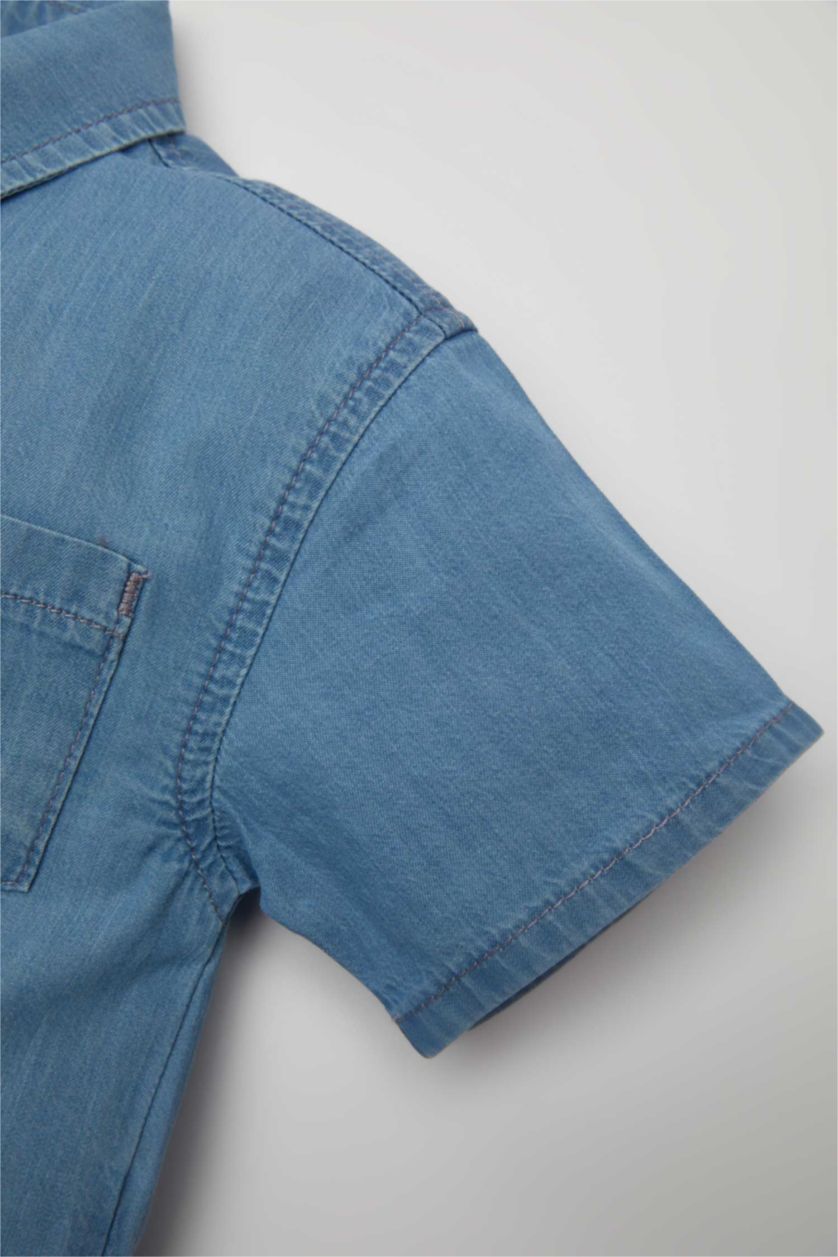 Baby Boy Light Blue Baby Boy Short Sleeve Denim Shirt