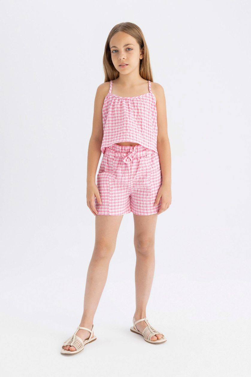 FILLES Rose Blouse Carreaux à Bretelles pour Fille