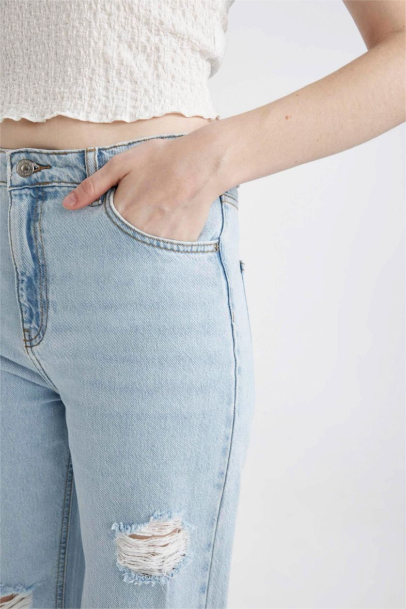 WOMAN Light Blue High Waist Trousers