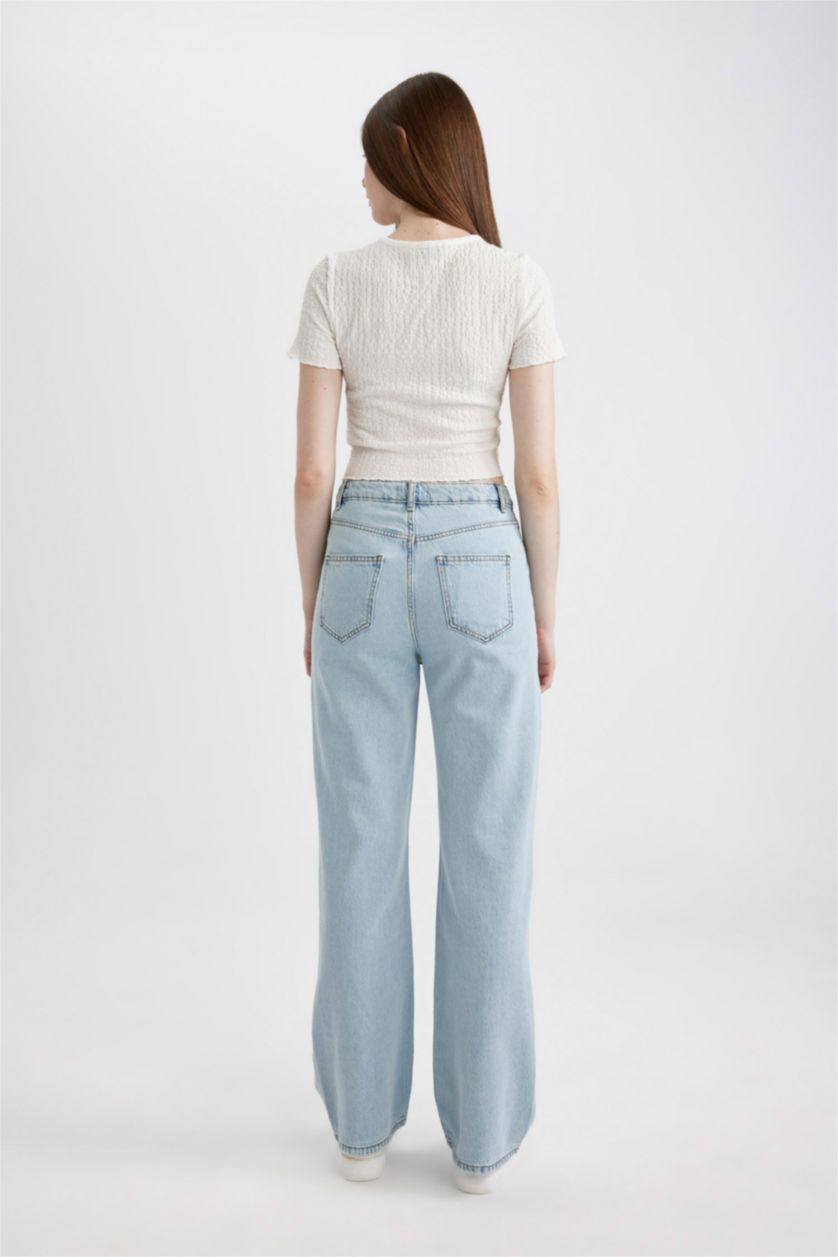 WOMAN Light Blue High Waist Trousers