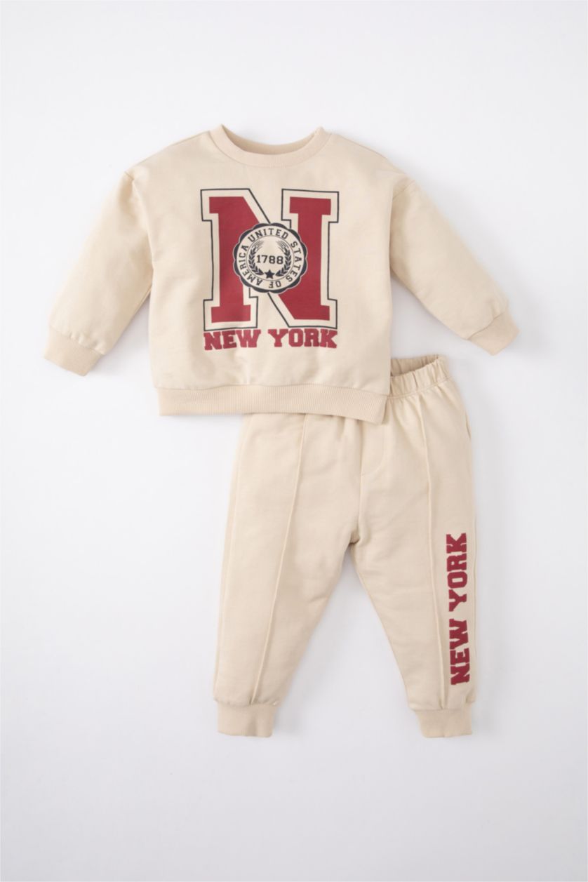 Малыши мальчики Бежевый Комплект из 2-х вещей с принтом для малышей мальчиков