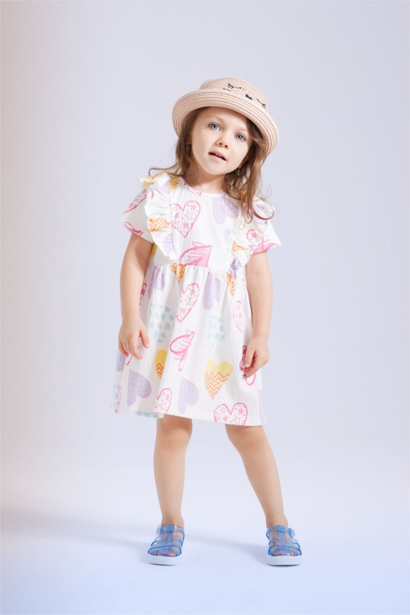 Baby Girl White Regular Fit Short Sleeve Knitted Dress