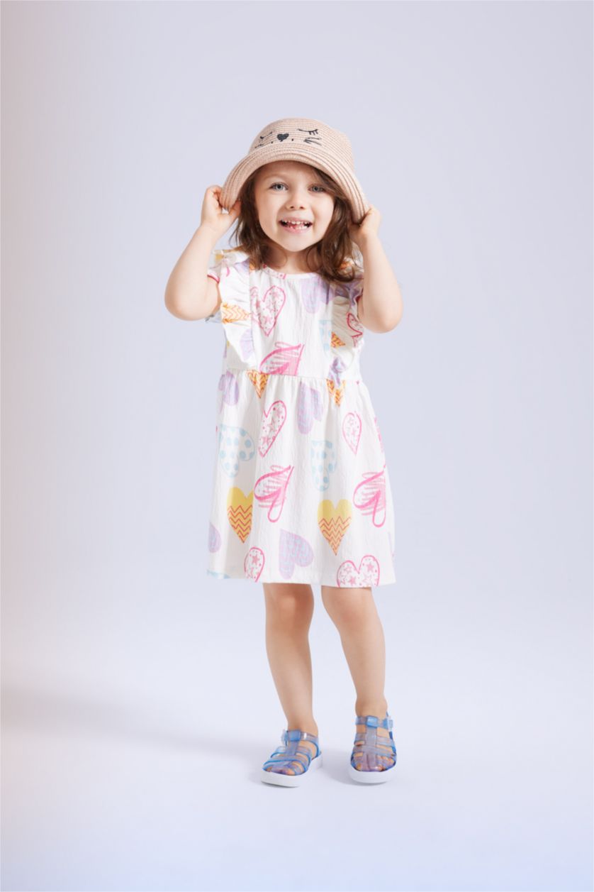 Baby Girl White Regular Fit Short Sleeve Knitted Dress