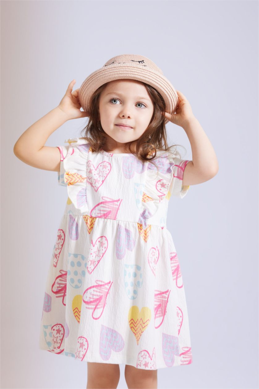 Baby Girl White Regular Fit Short Sleeve Knitted Dress