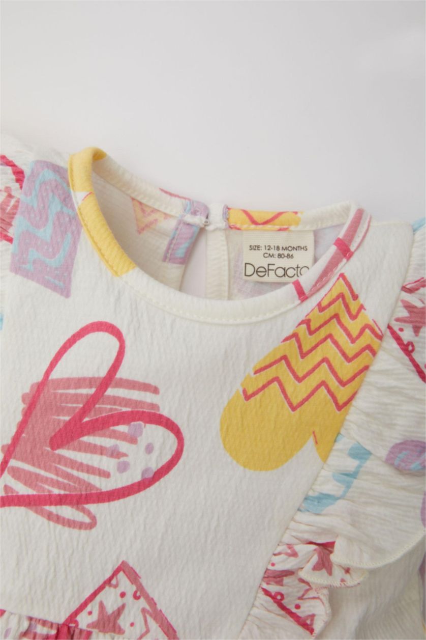 Baby Girl White Regular Fit Short Sleeve Knitted Dress