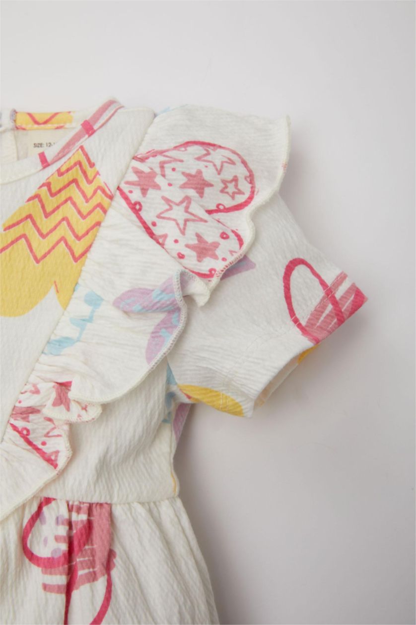 Baby Girl White Regular Fit Short Sleeve Knitted Dress