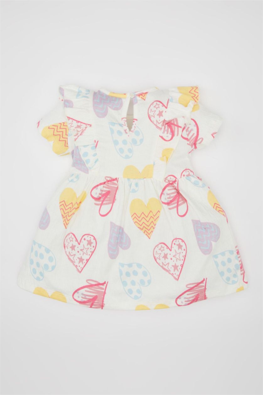 Baby Girl White Regular Fit Short Sleeve Knitted Dress