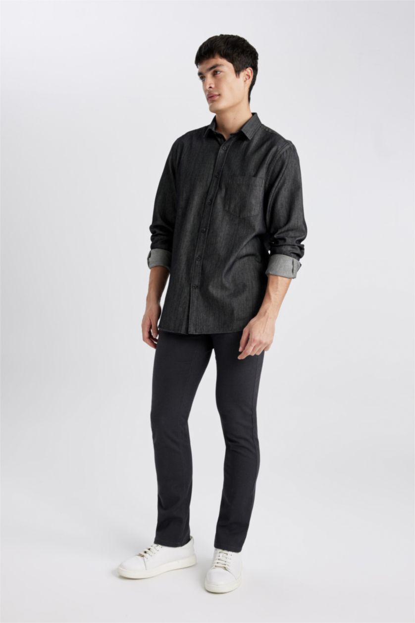 Ерлер Қою Сұр слим пішімі Шалбар