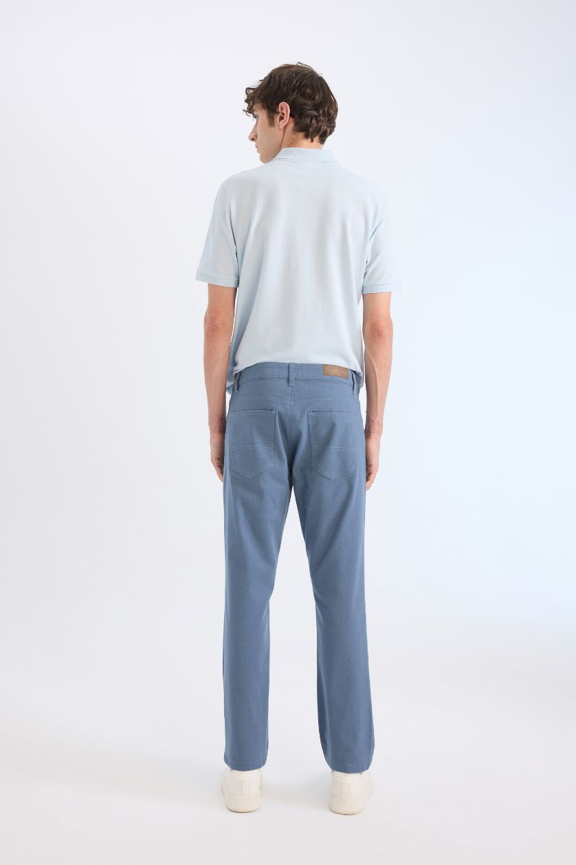 Erkek Açık İndigo Slim Fit Dar Kesim Dar Paça Chino Kanvas Pantolon