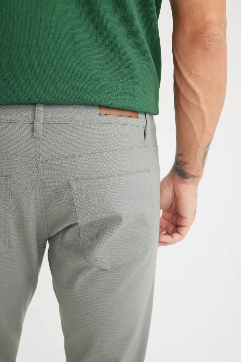 Erkek Haki Slim Fit Dar Kesim Dar Paça Chino Kanvas Pantolon
