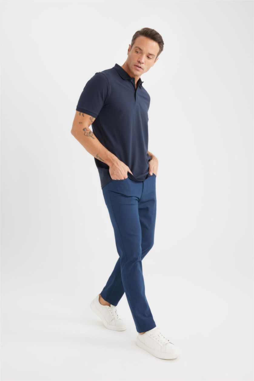 Man NAVY Slim Fit Super Skinny Hem Trousers
