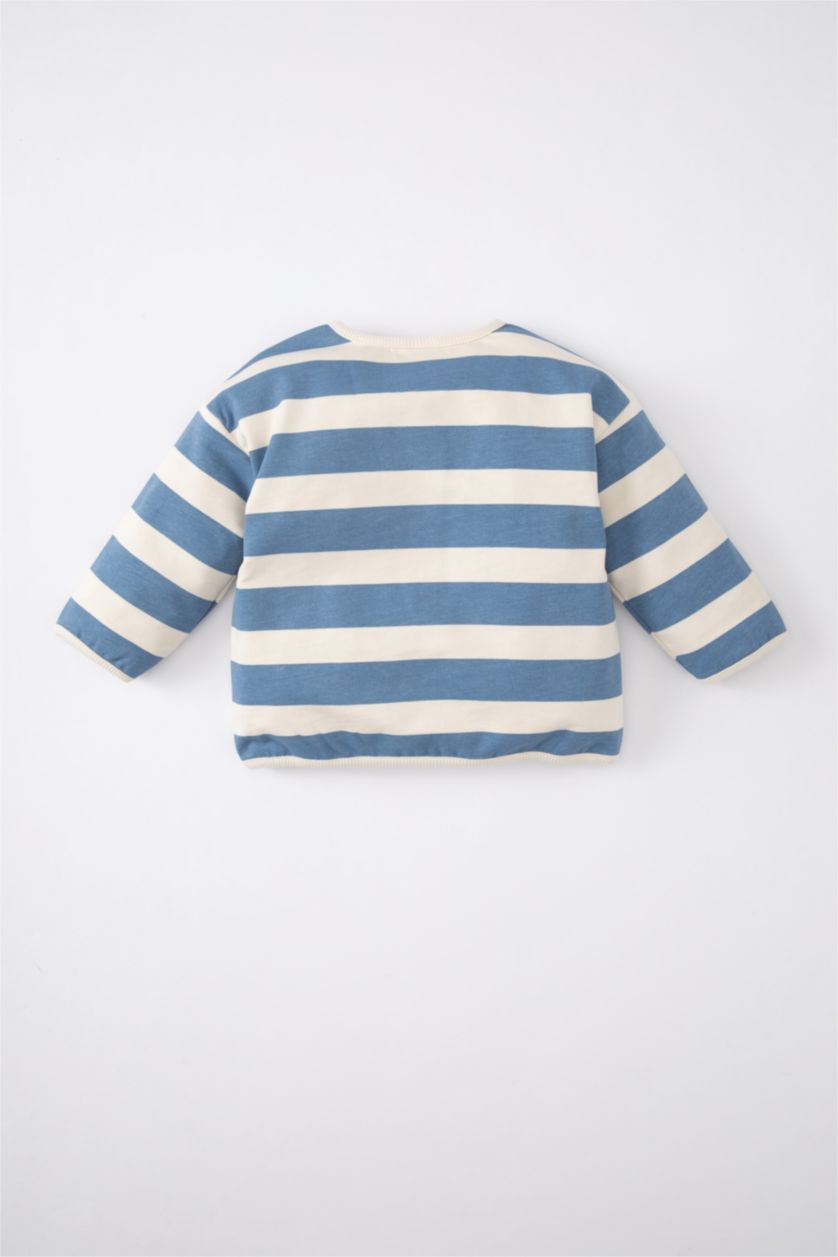 BÉBÉ FILLE Bleu Sweatshirt Rayé Col Rond pour Bébé Fille