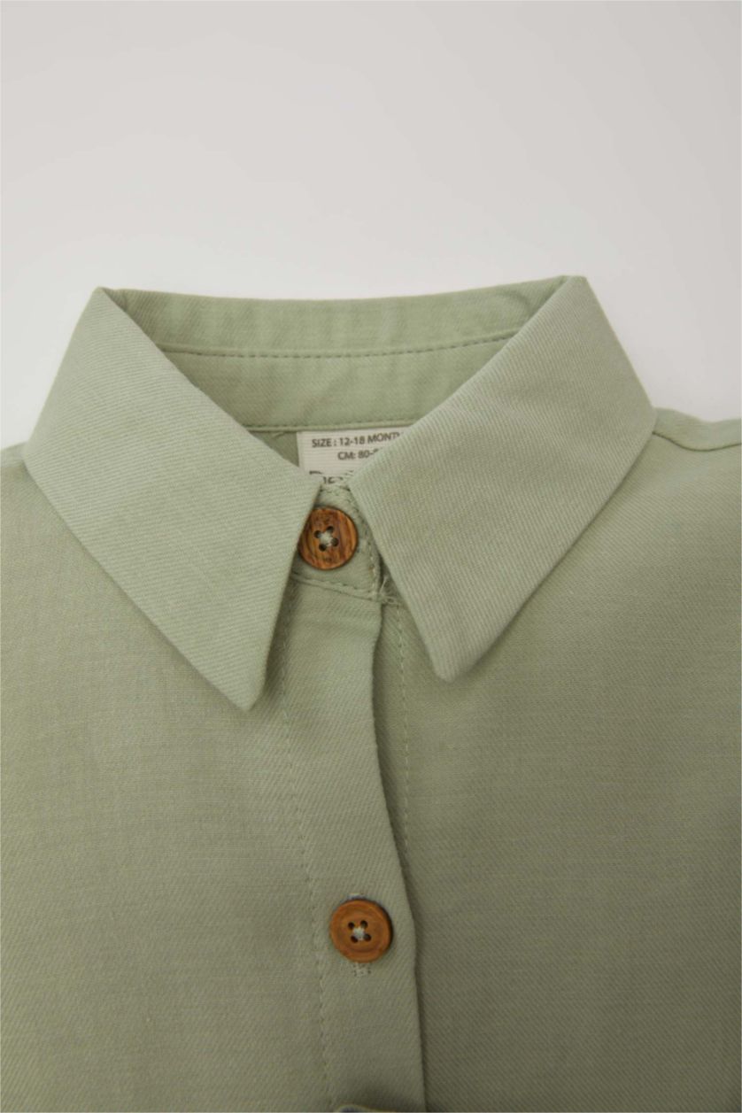 BABY GIRL Mint Baby Girl Long Sleeve Twill Dress