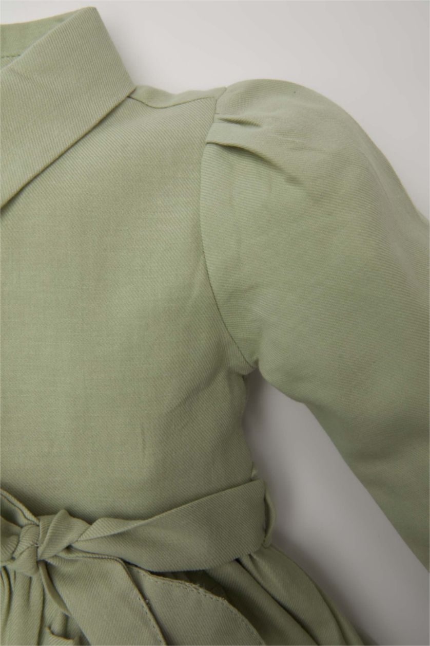 BABY GIRL Mint Baby Girl Long Sleeve Twill Dress