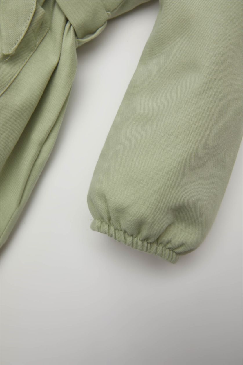 BABY GIRL Mint Baby Girl Long Sleeve Twill Dress