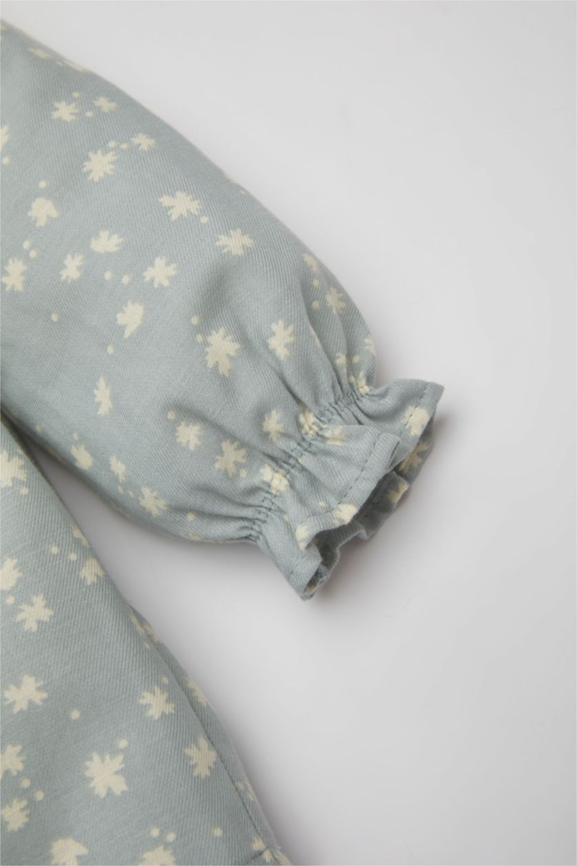 BÉBÉ FILLE Bleu Robe à Manches Longues à motifs de Fleurs pour Bébé Fille