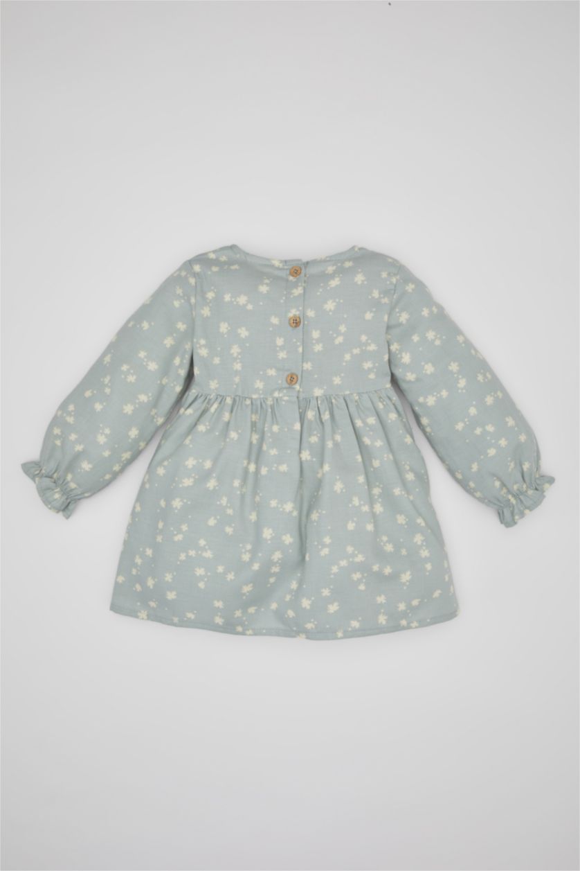 BÉBÉ FILLE Bleu Robe à Manches Longues à motifs de Fleurs pour Bébé Fille