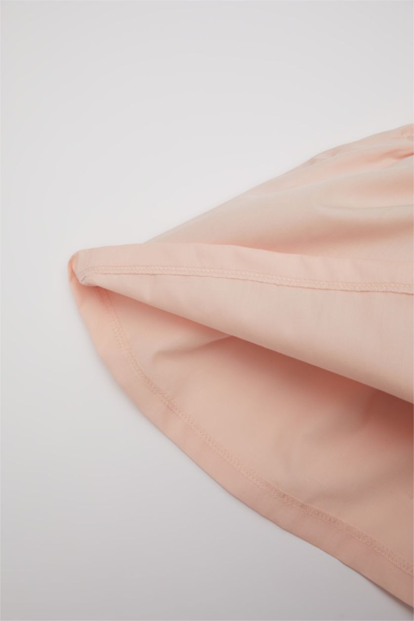 طفلة صغيرة زهري فاتح فستان بيبي بناتي بوبلين قصة عادية نص كم بياقة مستديرة