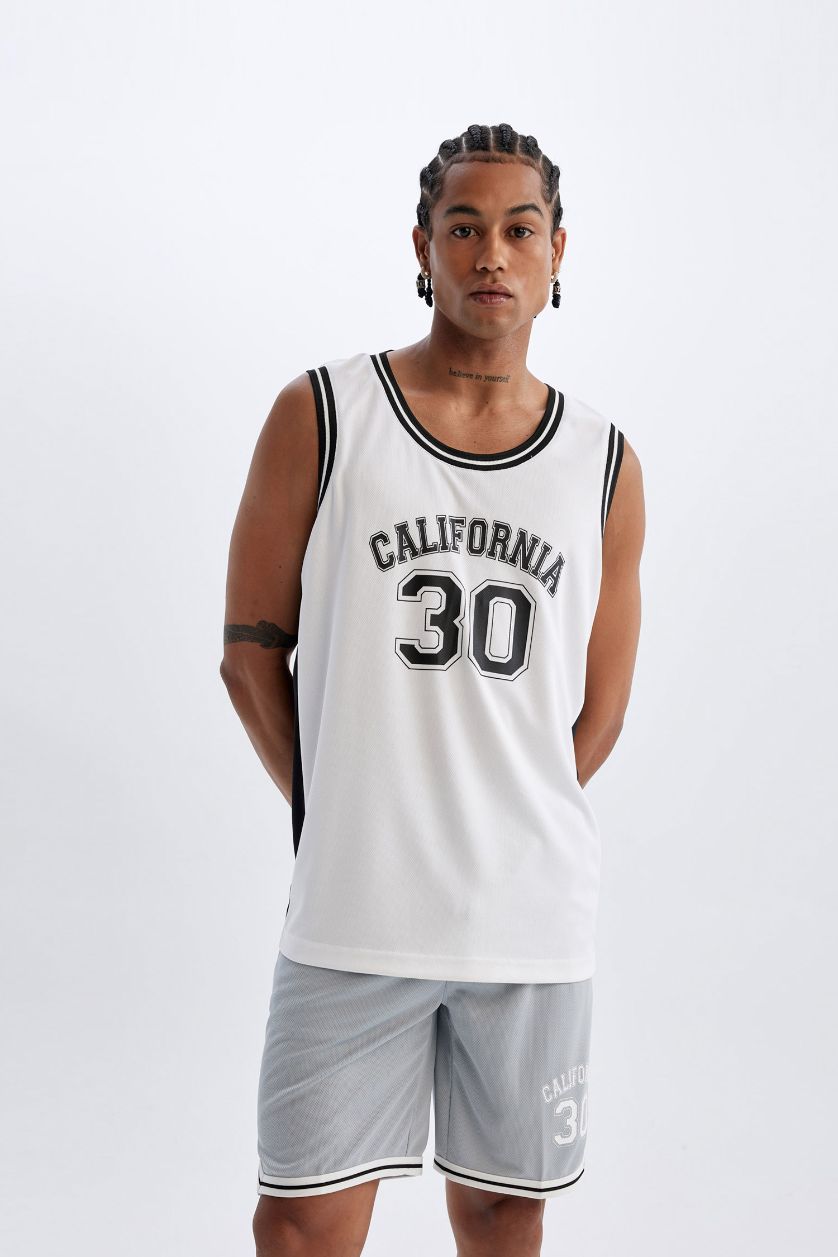 Мужчины Белый Майка стандартного кроя с принтом, DeFactoFit