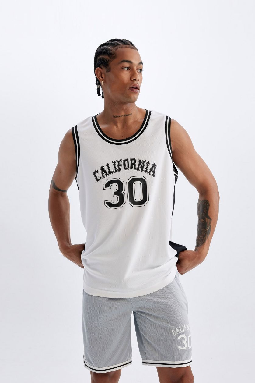 Мужчины Белый Майка стандартного кроя с принтом, DeFactoFit