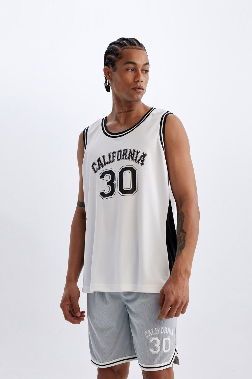 Мужчины Белый Майка стандартного кроя с принтом, DeFactoFit