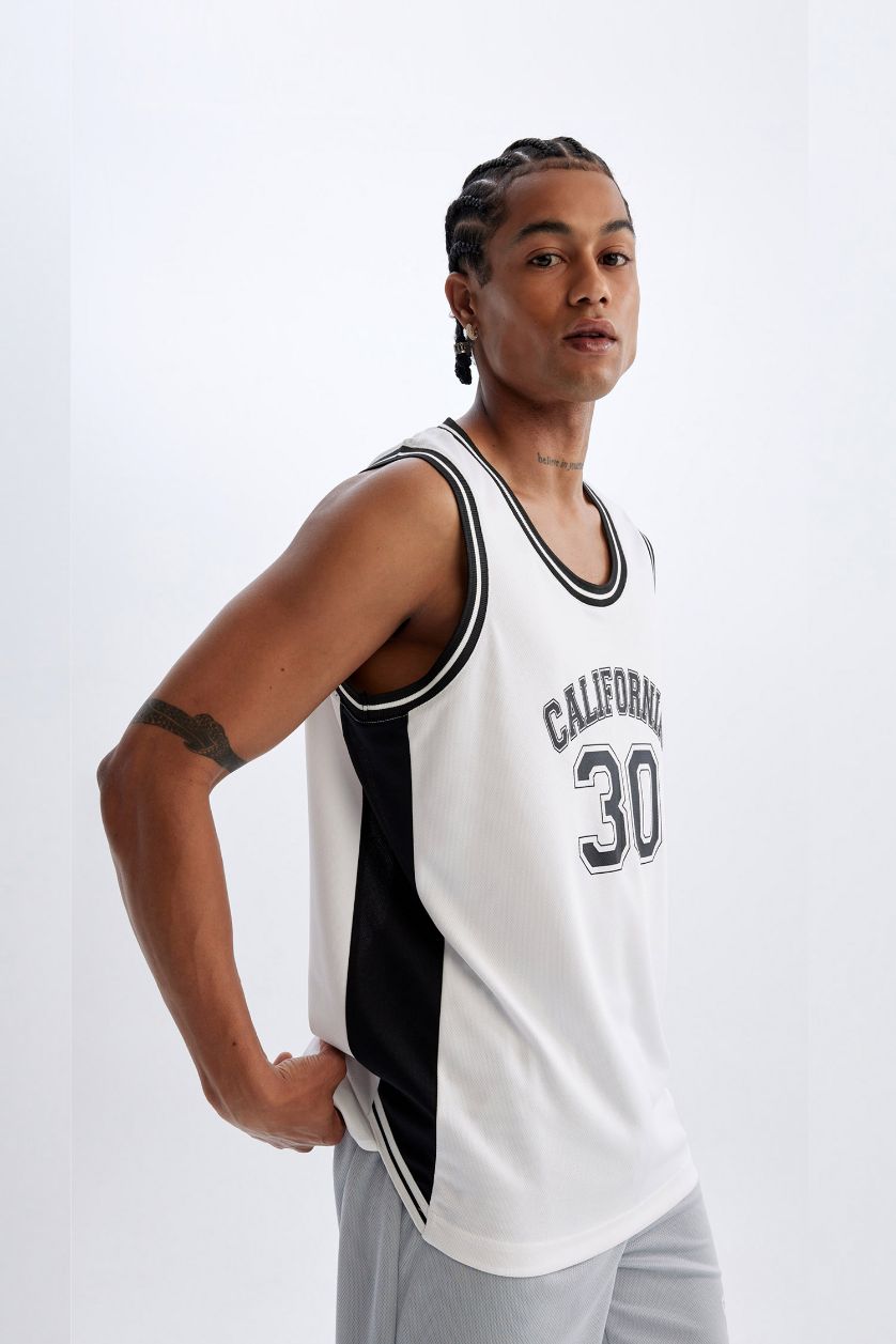 Мужчины Белый Майка стандартного кроя с принтом, DeFactoFit