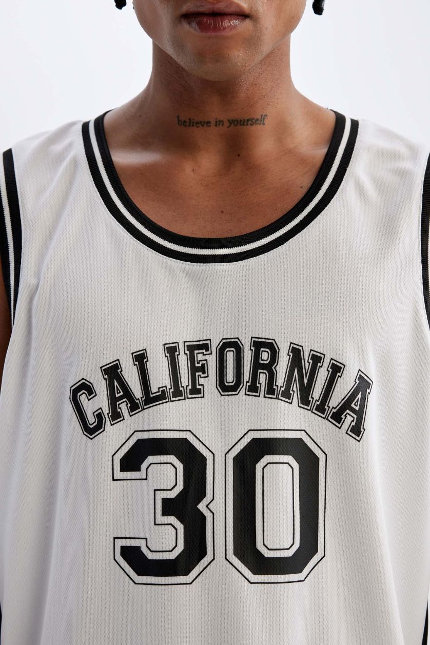 Мужчины Белый Майка стандартного кроя с принтом, DeFactoFit