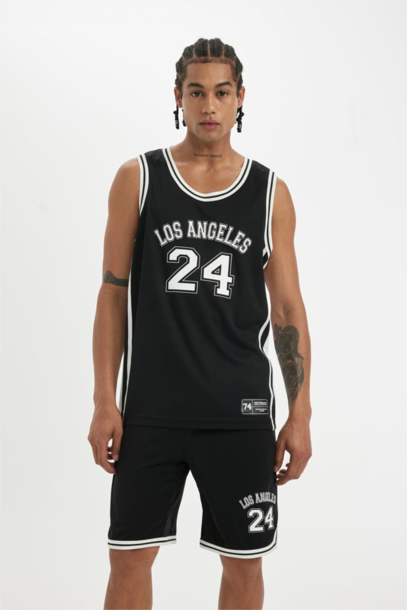 Man Black DeFactoFit Standard Fit Heavy Fabric Sleeveless T-Shirt