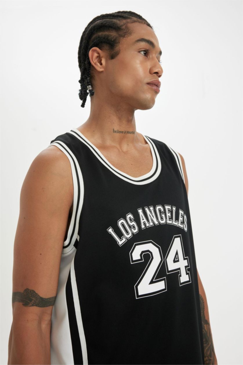 Man Black DeFactoFit Standard Fit Heavy Fabric Sleeveless T-Shirt