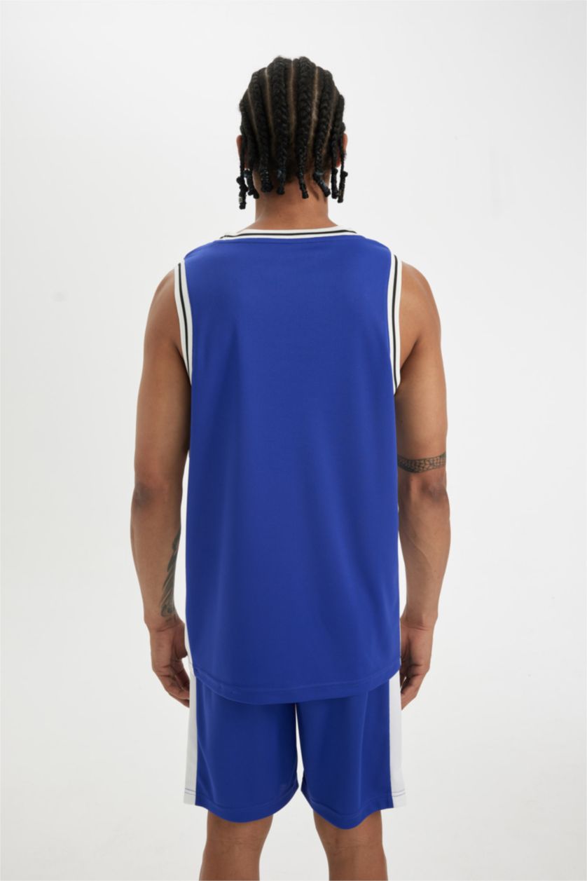 Man Koyu Menekşe DeFactoFit Standard Fit Heavy Fabric Sleeveless T-Shirt