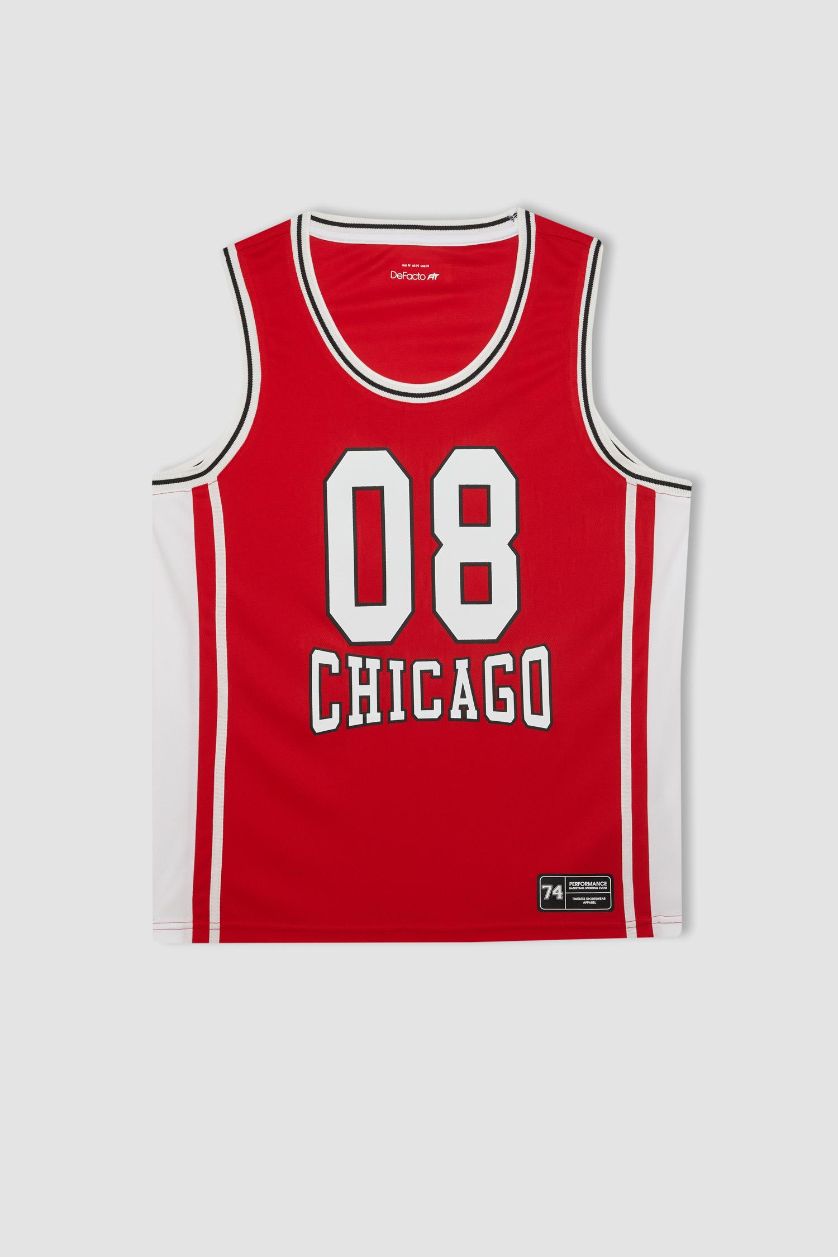 رجالي أحمر تي شيرت كت رياضي قصة عادية بدون كم من DeFactoFit